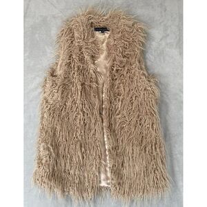 Hot & Delicious Vest Womens Small Tan Faux Fur‎ Boho Cowgirl Penny Lane 70s Y2K